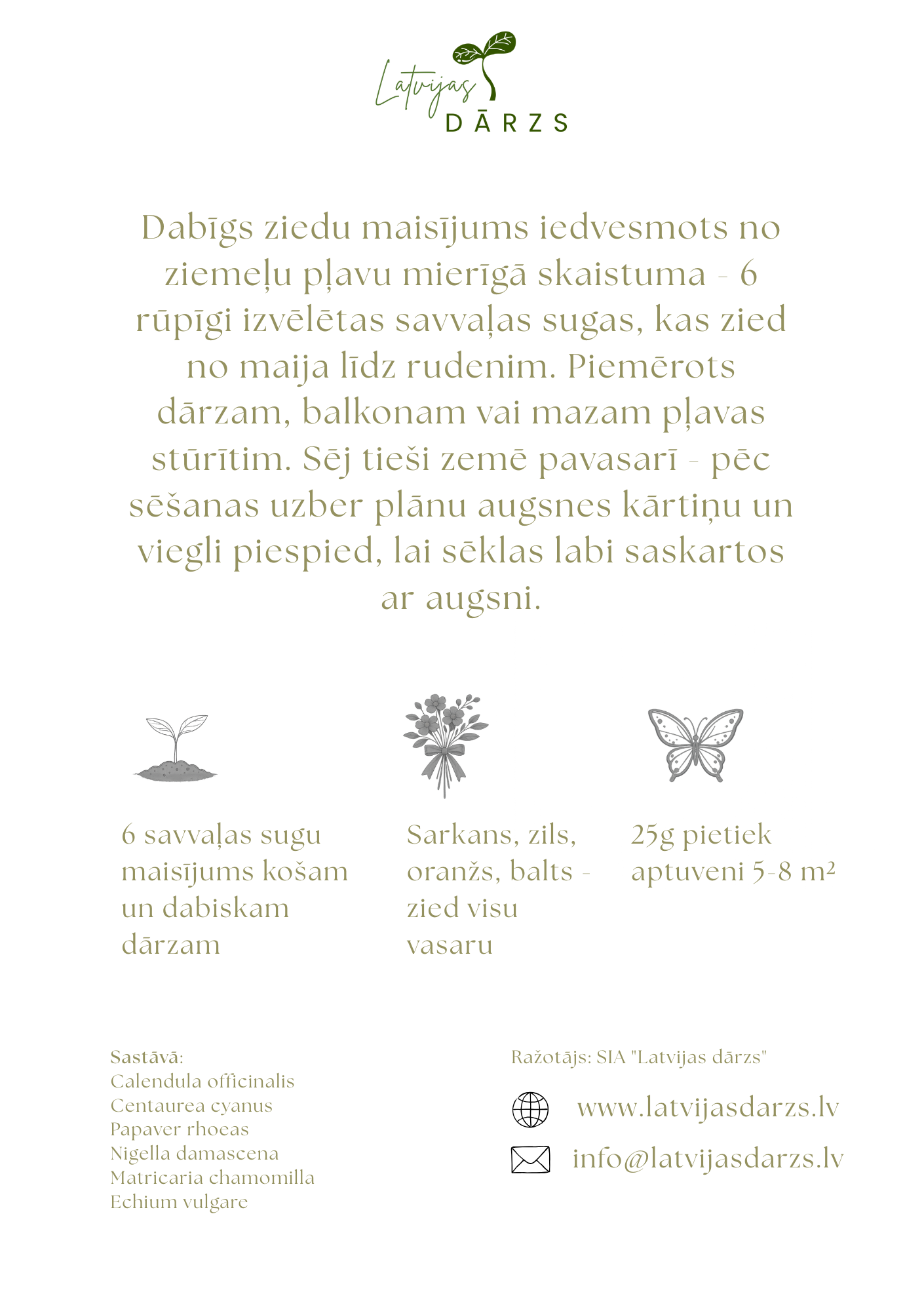 savvaļas puķu sēklas dārzam