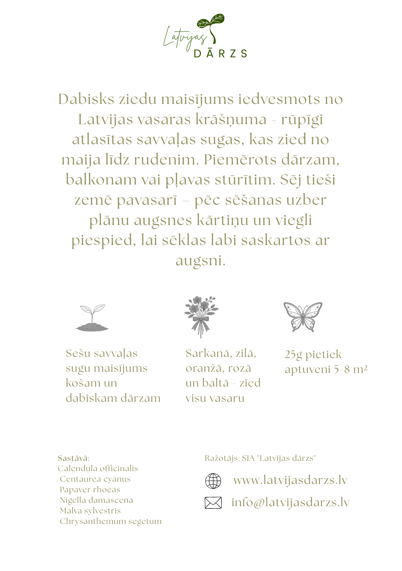 savvaļas puķu sēklas dārzam